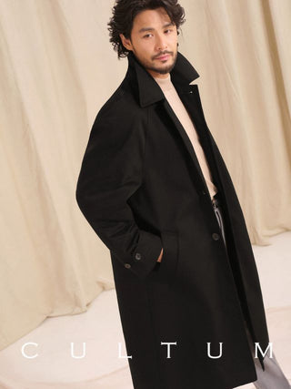 [CULTUM] Washed Cotton Balmacaan Coat