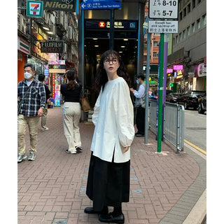 Cotton A-line shirred long skirt