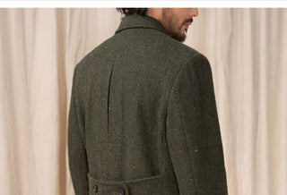 [CULTUM] Heavyweight Wool Herringbone Polo Coat
