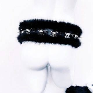 Skull applique fluffy rivet belt  | Festival Outfits Women