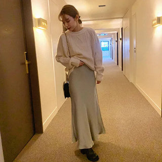 Satin long skirt