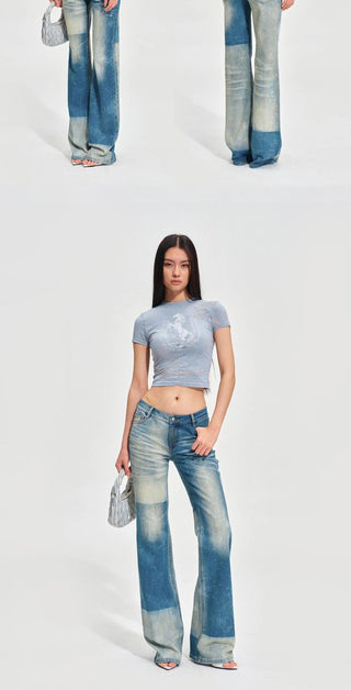 [NOTAWEAR] Equestrian Color Block Straight  Jeans