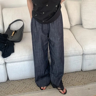 Denim banding pants