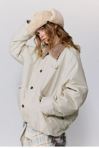 [Monterest] Detachable Fur Collar Deck Jacket