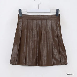 Leather pleated skirt
