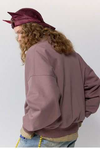 [Monterest] Fleece-Lined Logo Print Crewneck Sweatshirt