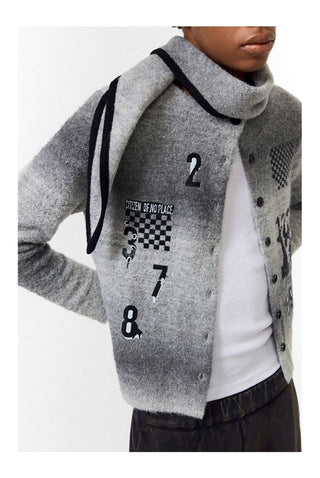 CONP Gradient Gray Number Cardigan