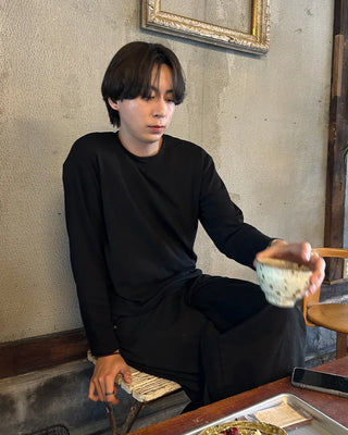 Waffle Semi-Cropped Long-Sleeve T-Shirt