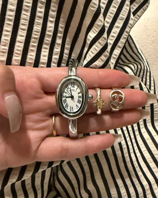 Oval Face Slim Hand Watch