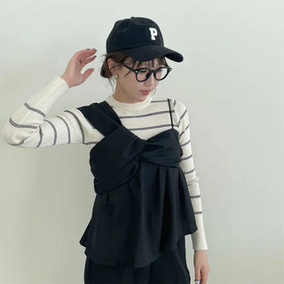 Asymmetrical Ribbon Design Sleeveless Dress