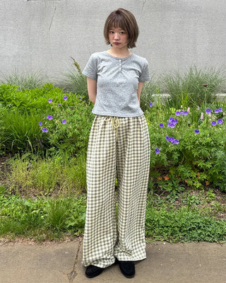 Checked Summer Easy Pants