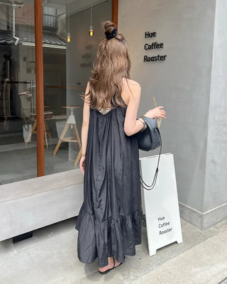 Halter neck detail long dress
