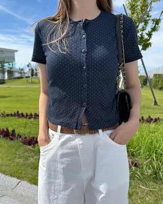 Polka Dot Short-Sleeved Cardigan