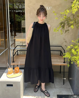 Backless halter neck long dress