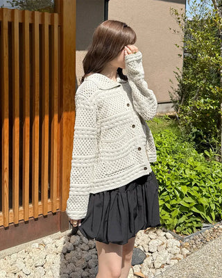Crochet Point Knit Cardigan