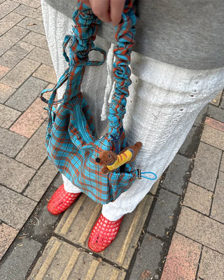 Checked gathered shoulder bag