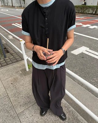 Oil-washed splatter wide tennis pants