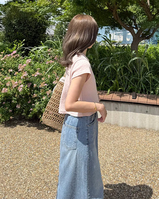 Flower punched short-sleeved cardigan