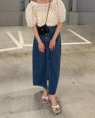 Square-toe ribbon polka dot sandals
