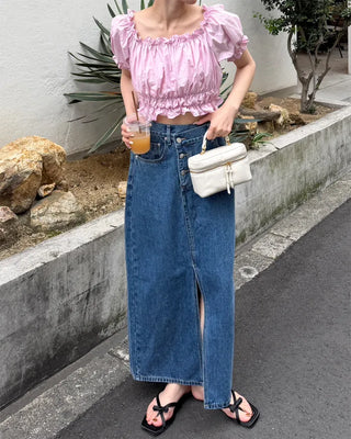 Shirred Smock Off-Shoulder Top