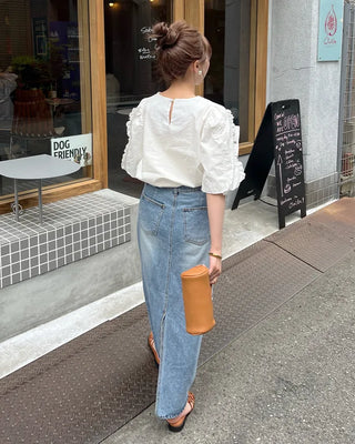 Shoulder ruffle frill blouse