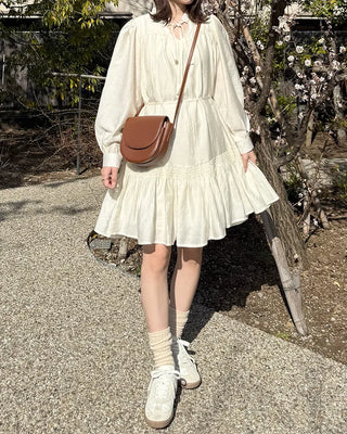Frill String Point Shirring Dress