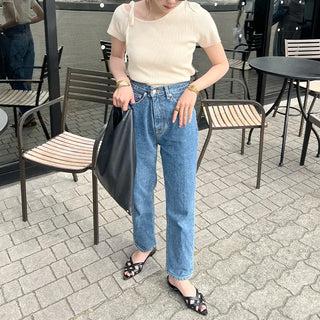 Asymmetrical Ribbon Short-Sleeve Knit