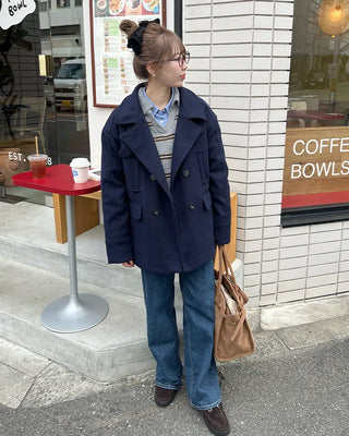 Double-breasted quilted coat