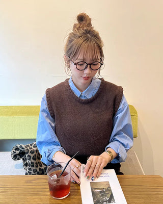 Loose-fitting simple round neck vest