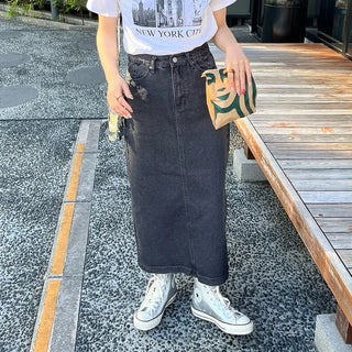 Denim long skirt