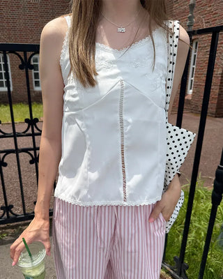 Flower stitch fagoting camisole