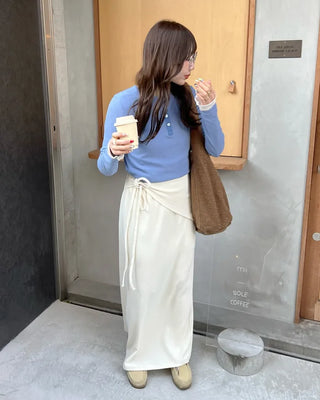 Layered wrap skirt and pants set