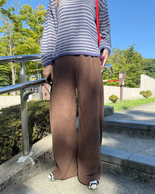 Corduroy ribbed elastic waist pants