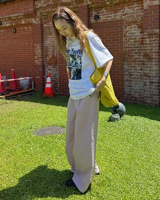Belt loop striped easy pants