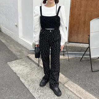 Small Flower Pattern Cotton Pants