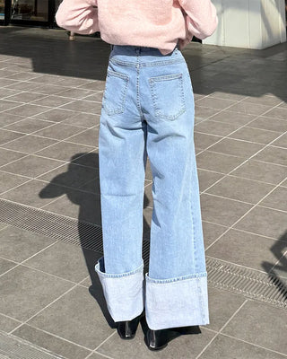 Wide bootcut denim pants