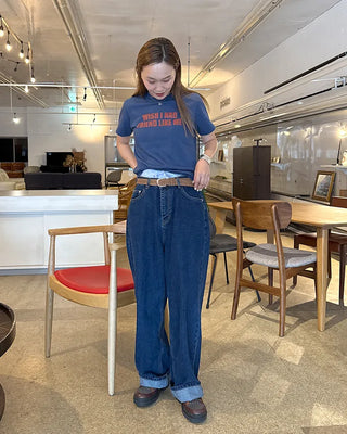 Wide-fit low-rise denim pants