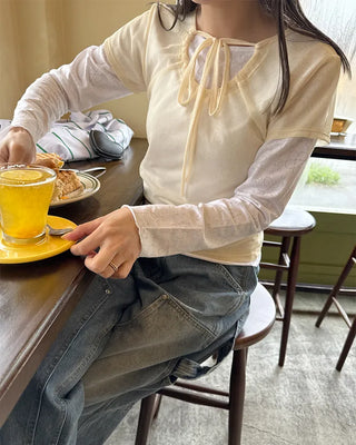 See-through short-sleeved T-shirt