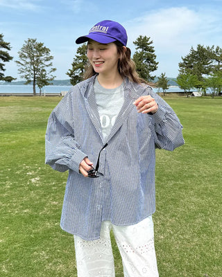 Checked hoodie shirt