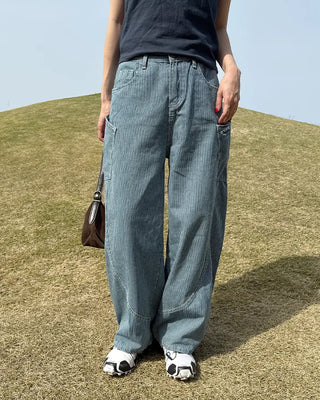 Slit patch pocket denim pants