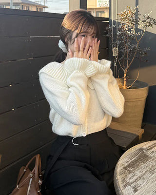 Frill collar cardigan