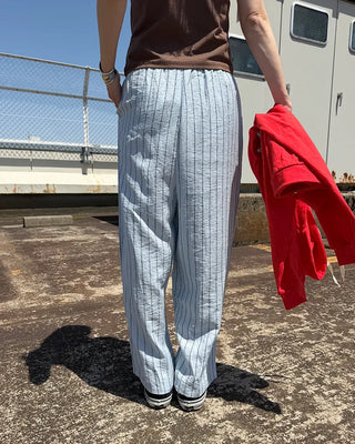 Striped Wide Wrinkle Easy Pants