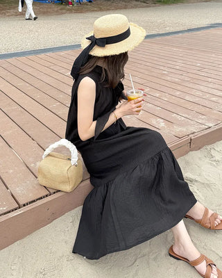 Ribbon Strap Rattan Fedora Hat