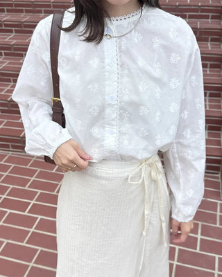 Flower pattern sheer blouse