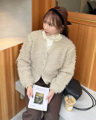 Boucle V-neck cardigan