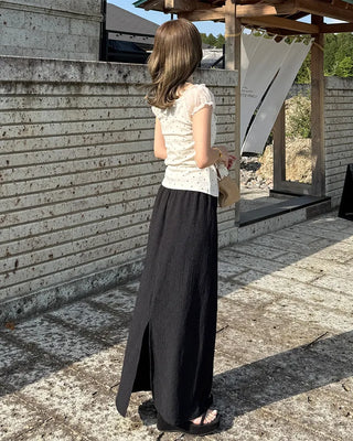 Embossed banding maxi skirt