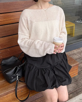 Boat neck loose fit knit