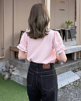 Can-can frill short-sleeved T-shirt