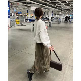 Chiffon wrinkle long skirt