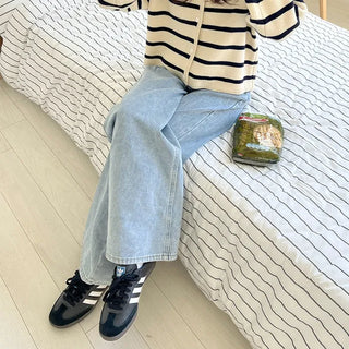High-waisted bootcut denim pants